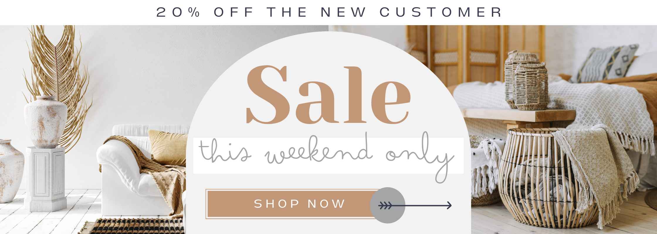 Blue Grey and Tan Bohemian 20% Off Website Sale Banner_11zon