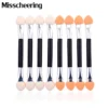 10pcs Eyeshadow Applicator Pro Sponge Double Ended Make Up Supplies Portable Eye Shadow Brushes Nail Mirror Powder Brush
